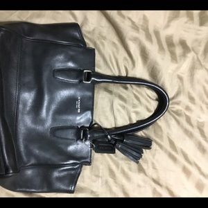 Black leather coach purse